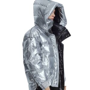 Dept Anonym Adjustable Waistline Silver Puffer Jacket...Size Small